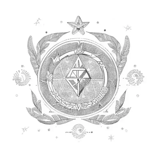 Wreath Of Laurel Leaves With Zodiac Signs Accent On Aquarius Around With All The Other Zodiac Signs