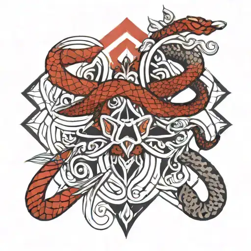 Red Snake Flowers Intertwined