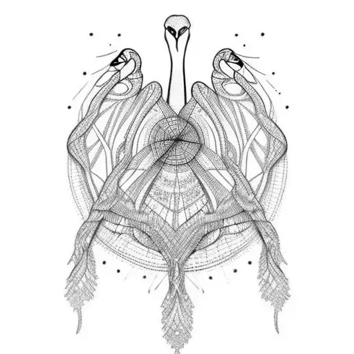 A White Swan Covered By A Dress Made Of Spider Webs