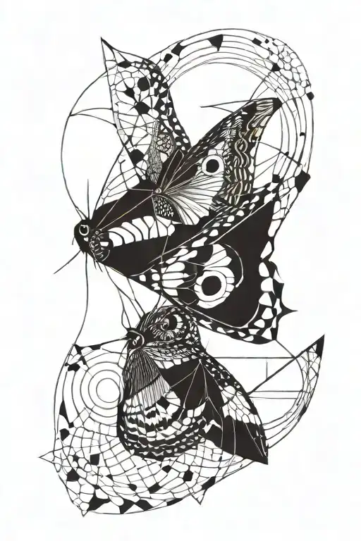 Owl Butterfly Split With Abstract Art Around It