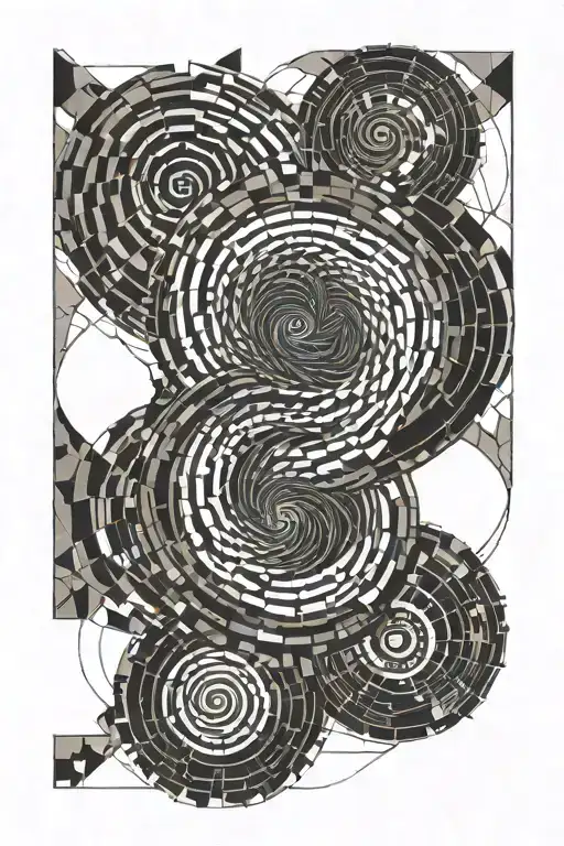 Geometric Abstract Spiral Spine Tattoo Design
