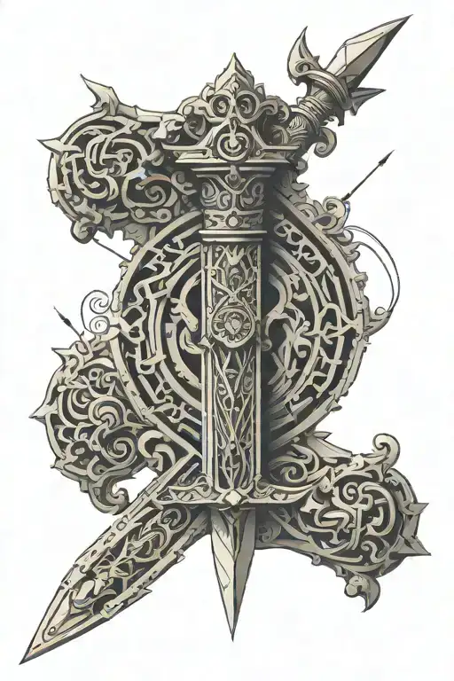 Corbel And Sword With Blade Handle