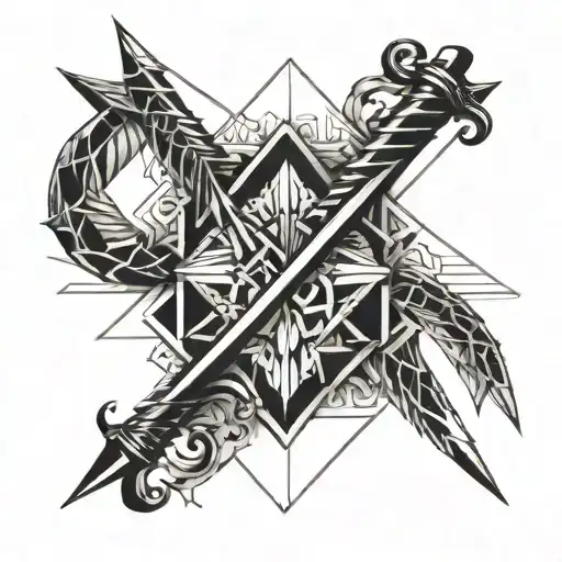 3 Black Daggers Parallel With The Point Down