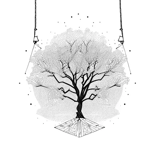 Calming Tree With An Empty Swing Hanging Off Of It