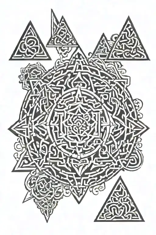 Traditional Thai Script With Geometric Triangles Symbolizing