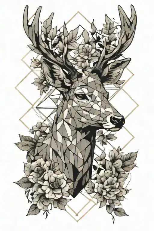 Deer With Flowers In The Antlers