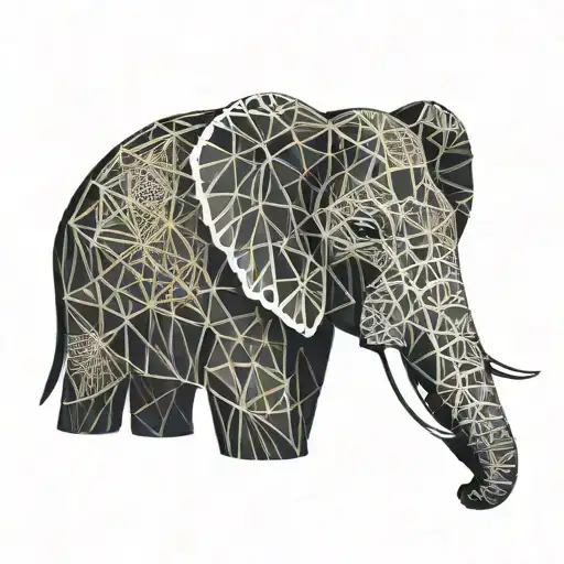 Illustrate An Elephant Face Which Is With Lines Connecting Various