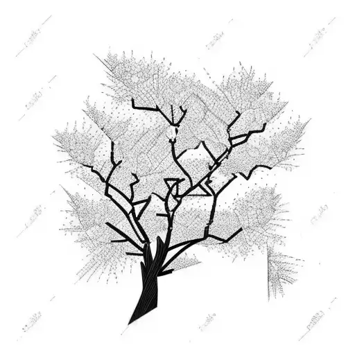 Black And Red Cherry Blossom Tree