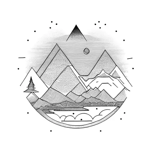 Sunset With Mountains