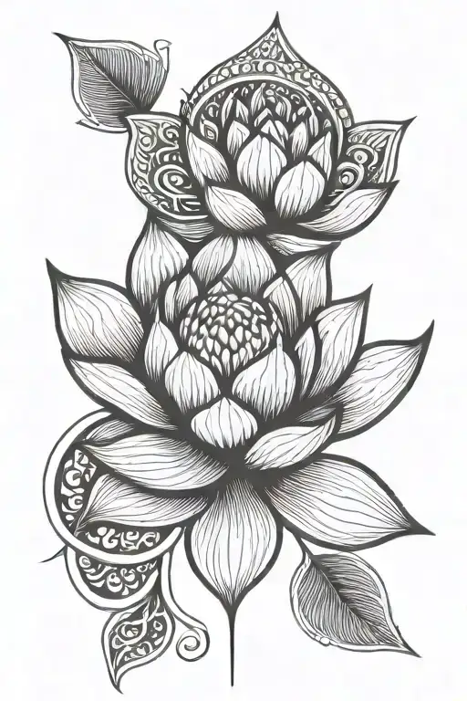Unalome Symbol With Lotus Flower