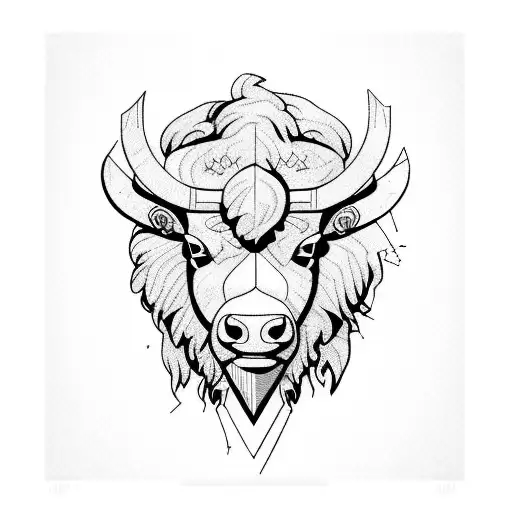 Bison Head Geometric Abstract