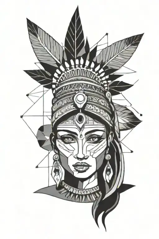 Indian Woman In A Headdress