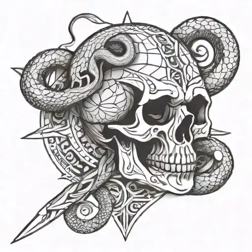 Skull Dagger And A Snake