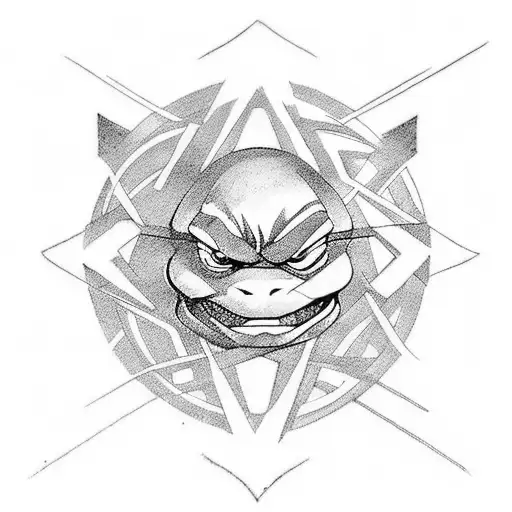 Abstract Tattoo Of Ninja Turtles 90S Cartoon In Black