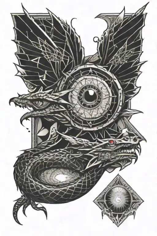 Illuminati Eye With Dragon Flying