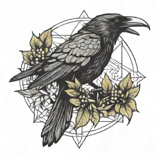 Crow Holding A Laurel Wreath Crown