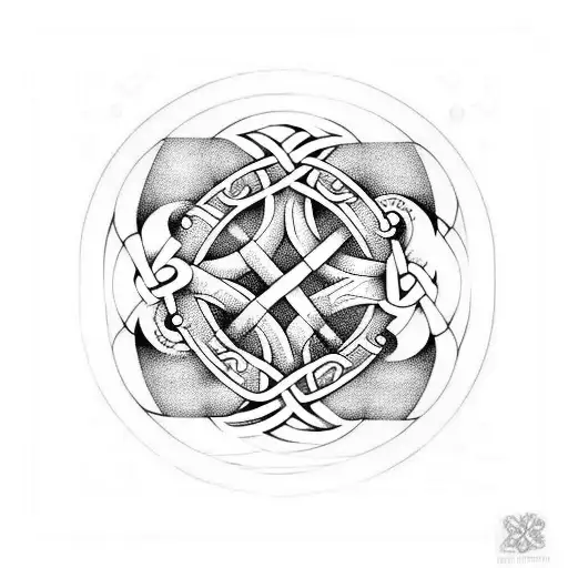 Irish Harp With Celtic Knots And Ocean Waveswaves