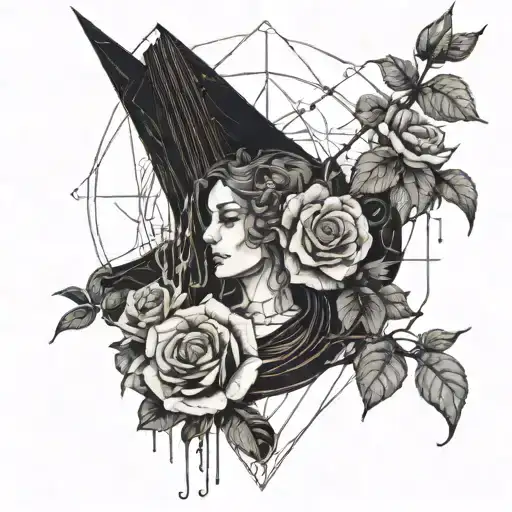 Goddess Of War With Wilting Rose Surrounded With Death And Rain