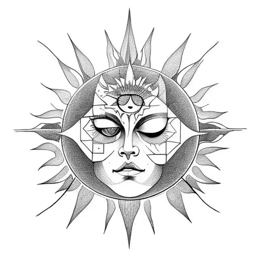 A Sun With A Beautiful Face With Details Connected To Music
