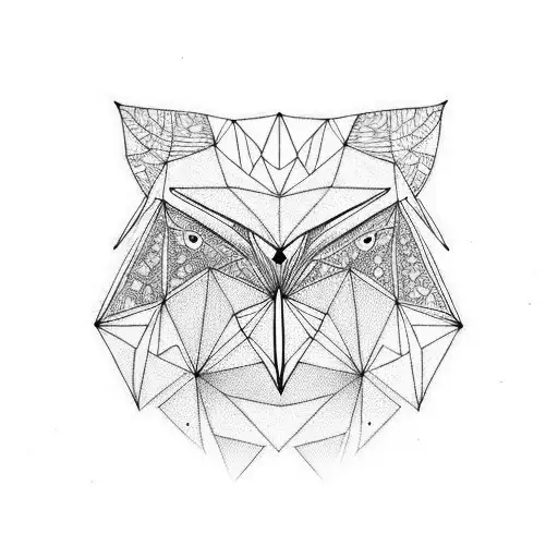 A Geometric Owl With Detailed Head And Body