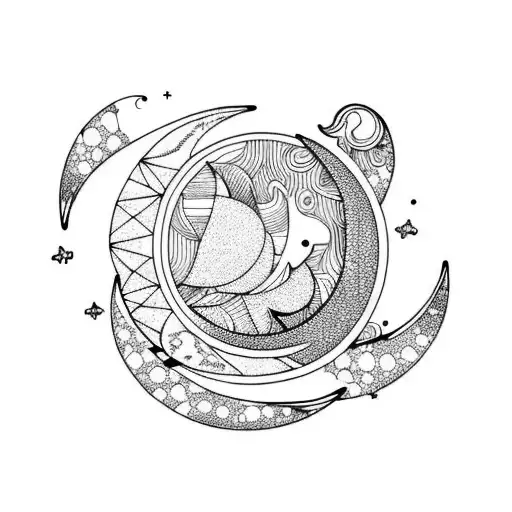 Crescent Moon Over An Ocean