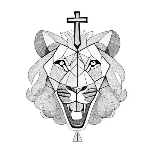 A Lion Holding A Cross In Its Mouth