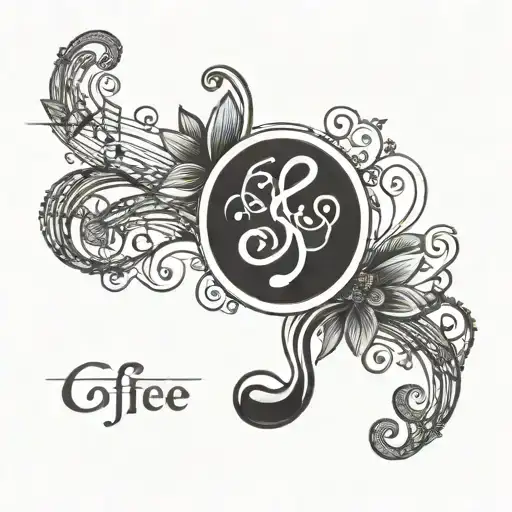 A Dark Art Nouveau Design Featuring A Coffee Bean And A Music Note