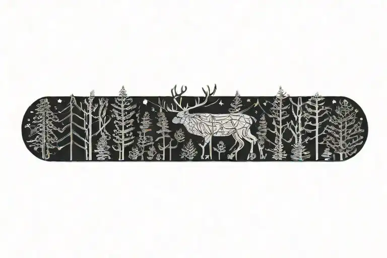 A Stag Walking Through A Dense Pine Forest