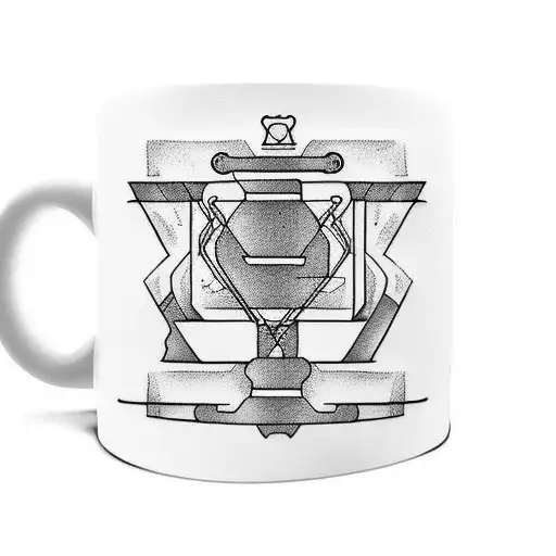 A Minimalist Tattoo Of A Coffee Mug With A Barbell Handle