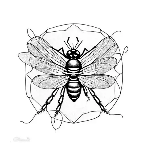 Dragonfly And Bumblebee On A Flower