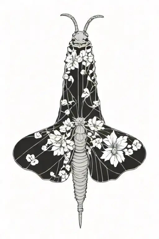 Deathmoth With A Noose Made Of Tiny Flowers