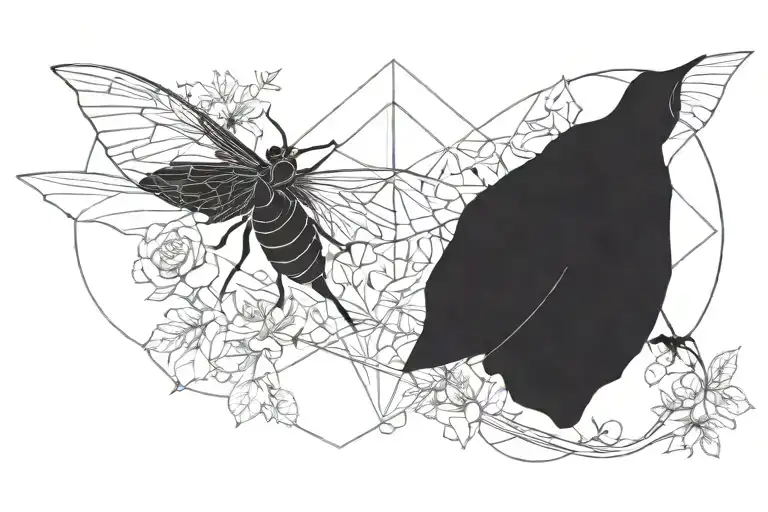 Moth And Grim Reaper With A Noose Of Flowers