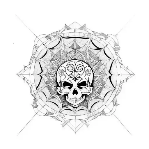 A Summoning Circle With A Geometric Skull In The Center