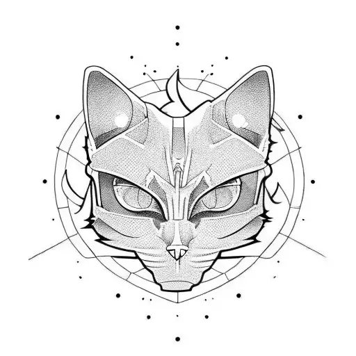 A Shinobi Cat Skull On Fire