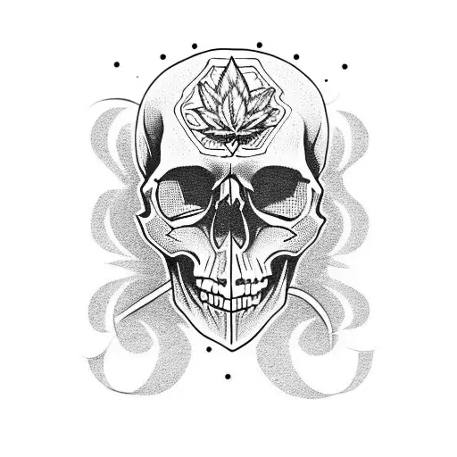Skull With Marijuana