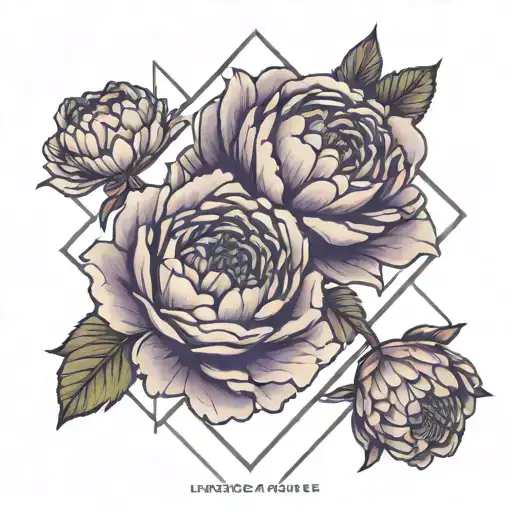 Lavendar And Peonie Flowers Intertwined With Quote