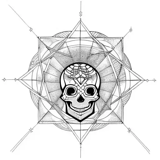 A Summoning Circle With A Geometric Skull In The Center