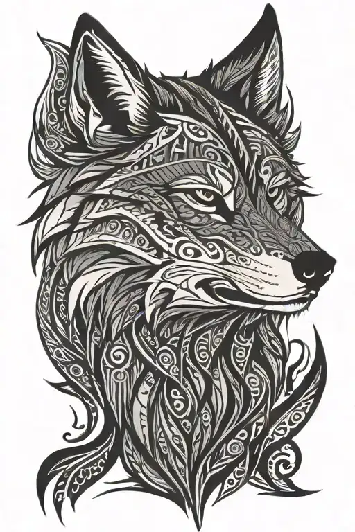 Wolf Face Tribal Patterns Forming