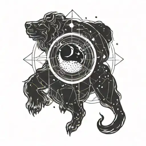 Tattoo Of A Waning Gibbous Moon Phase Underneath The Leo Cconstellation