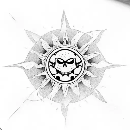 Sunburst Around A Cartoon Like Jolly Roger