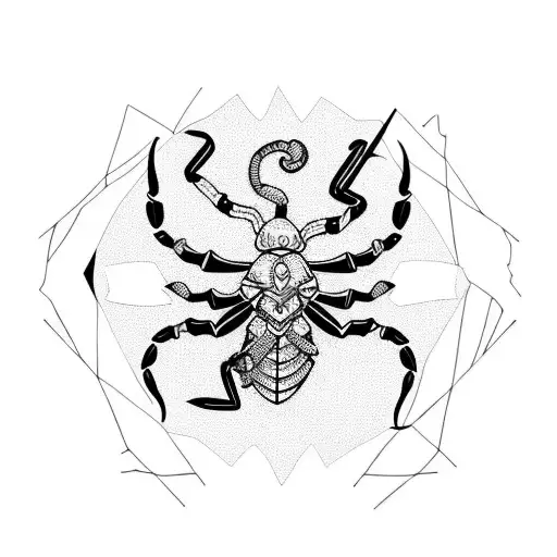 Scorpion With Tropical Flowers And Chains