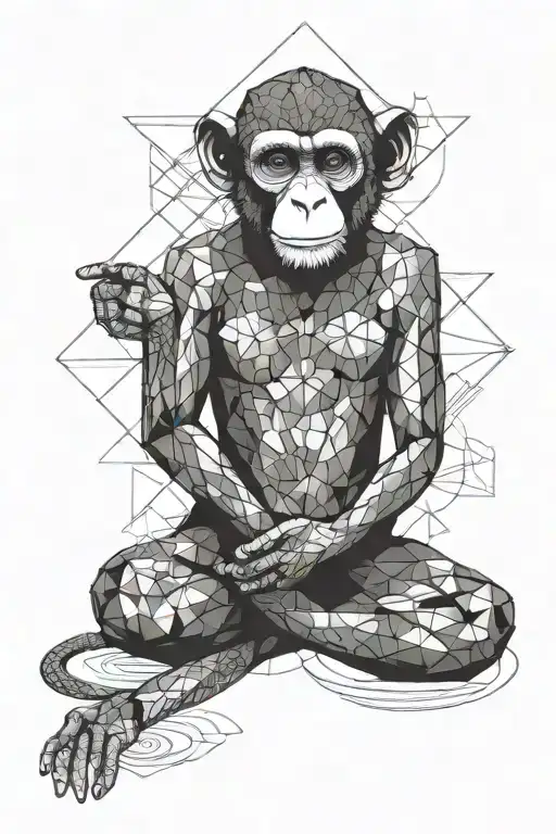 Monkey Zen Meditating Figure Sitting Happy