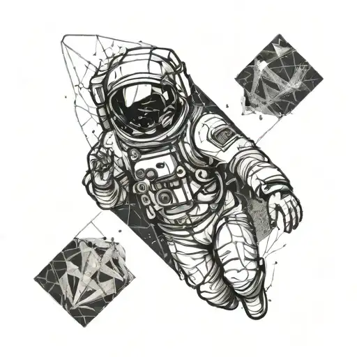 Astronaut With Light Coming From Cracked Helmet Glass