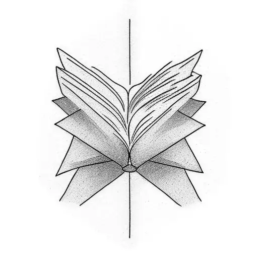 A Minimalist Tattoo Of A Book With A Serene Landscape As Its Cover