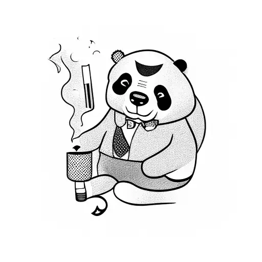 Panda Is Smoking A Cigarette In A Suit