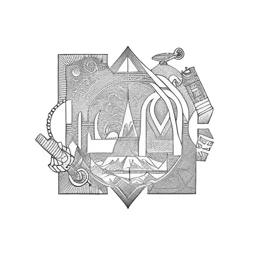 Travel Adventure Themed Tattoo With Letters Njm In Any Order