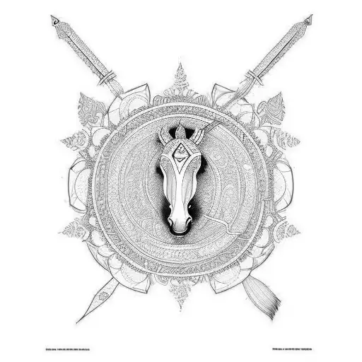 Design A Tattoo Inspired By The Ponniyin Selvan Novels Including A Sword And Vandiyathevan's Horse