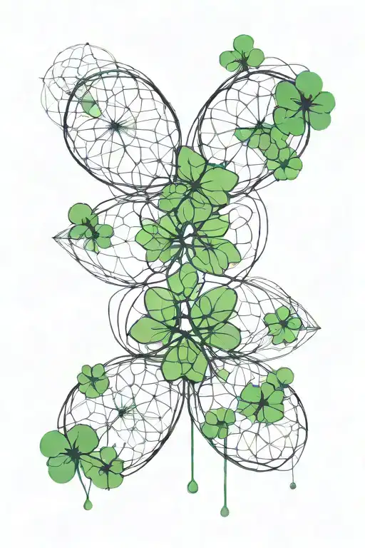 Four Leaf Clovers Flower Of Life Trash Polka Green