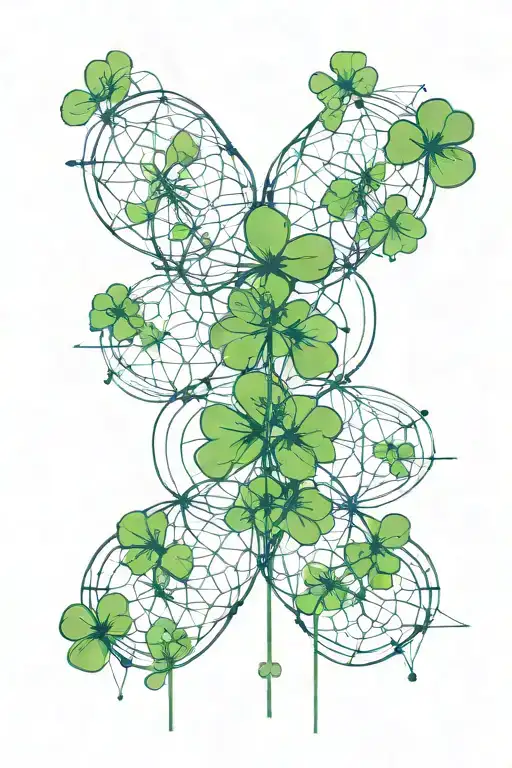 Four Leaf Clovers Flower Of Life Trash Polka Green