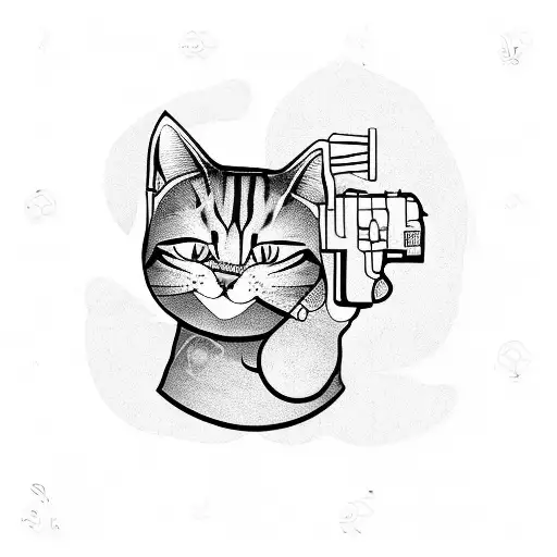Cat Holding A Gun In His Hand